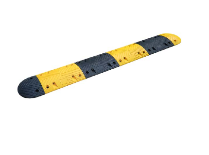 Ralentisseur routier modulaire noir et jaune avec embouts arrondis